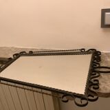 Ancient asymmetrical brutalist mirror wrought iron