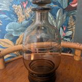 Vintage 60s/70s liqueur set in smoked glass with rim