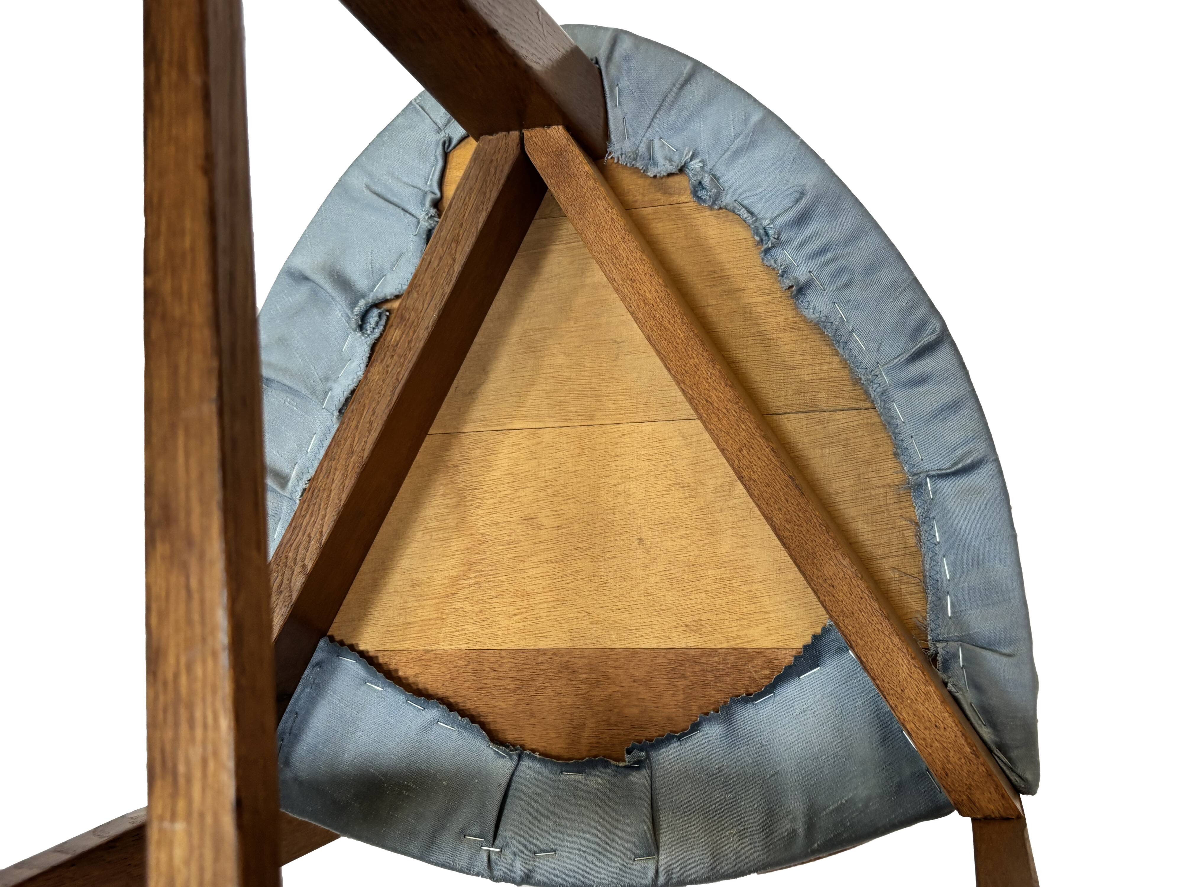 Vintage rare three-legged dining chair 1960s oak heart chair