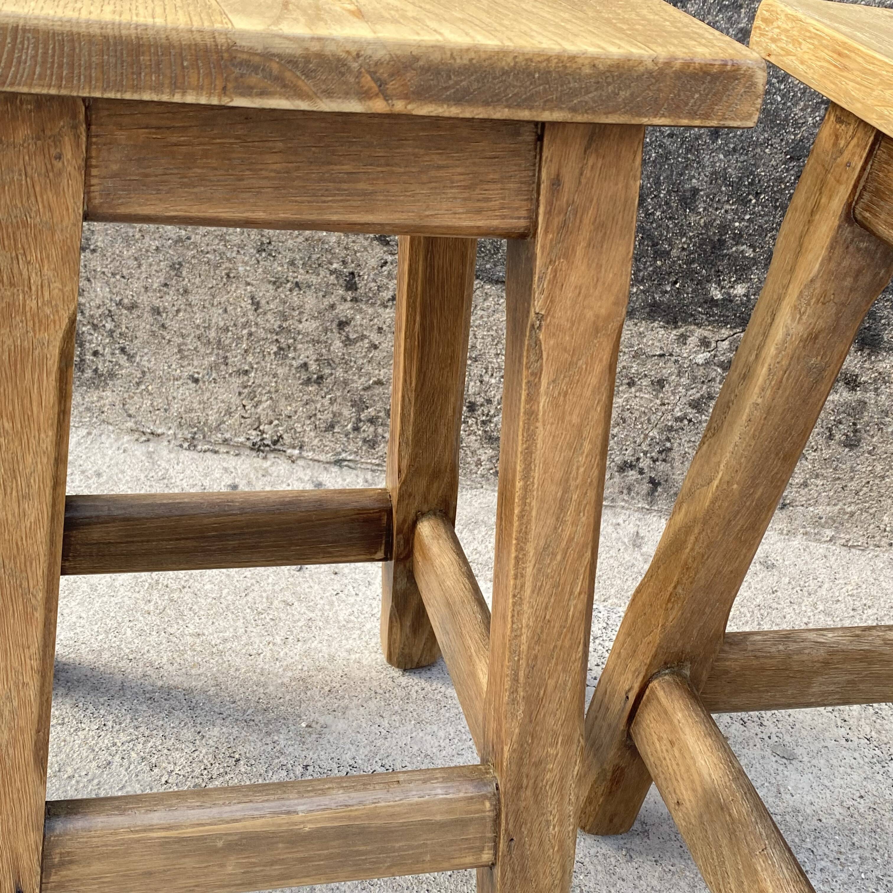 Set of 4 antique wooden farm stools
