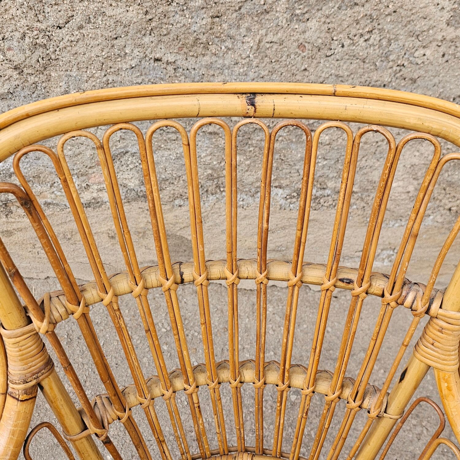 Bamboo and rattan armchair 50s Italy