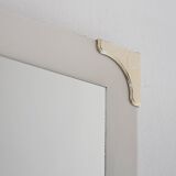 1940s/50s Scandinavian Wall Mirror with White Frame and Brass Details