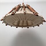 Hanging lamp in linen wood and wool