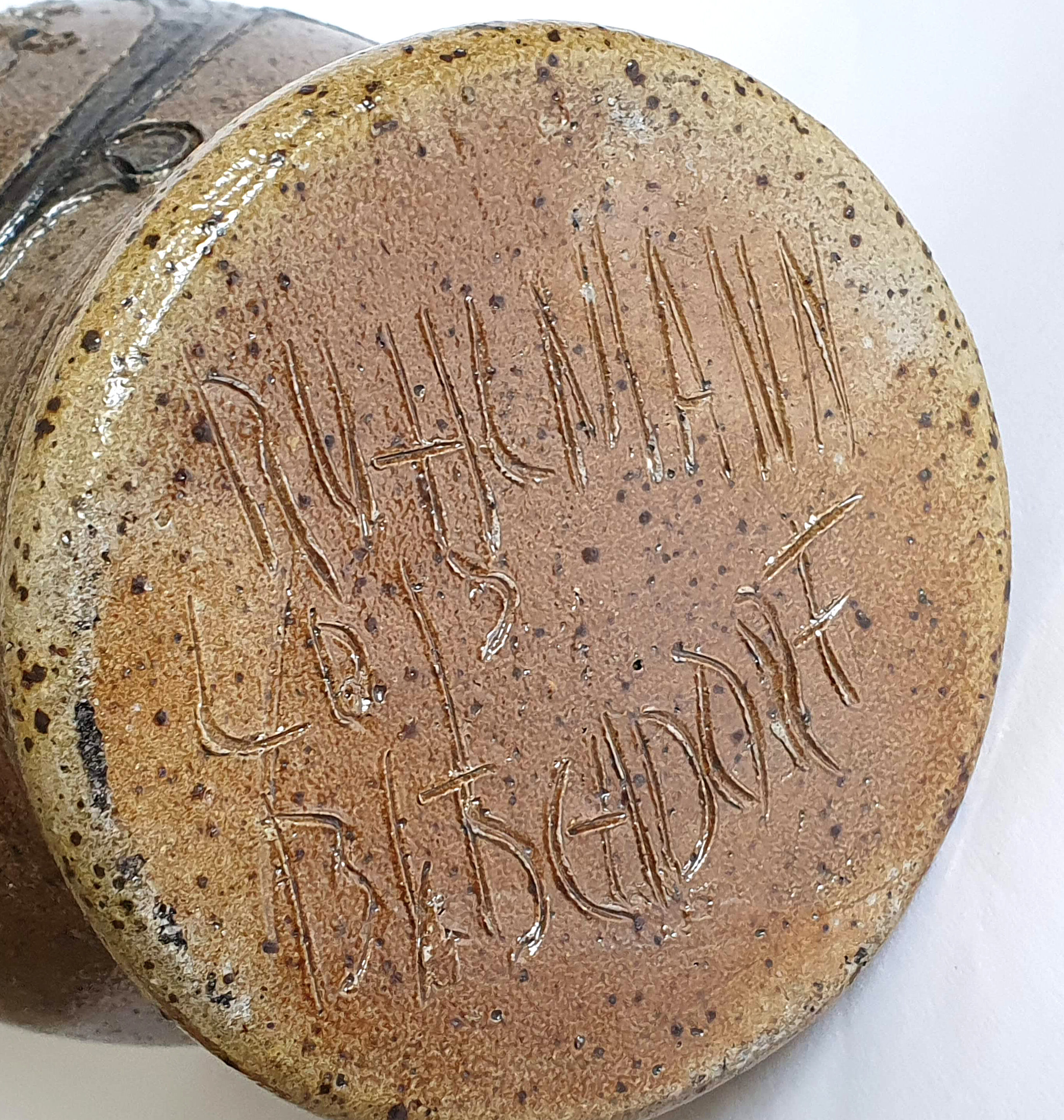 Sandstone pitcher and four cups by Loys Ruhlmann Betschdorf