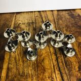 Modular chrome metal candle holders by Nagel & Stoffi. Set of 4