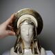 Bust of the Virgin with halo, glazed ceramic, vintage/antique craftsmanship