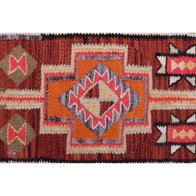1970s Vintage Turkish Hand-Knotted Wool Cotton Purple Runner Rug 85x292