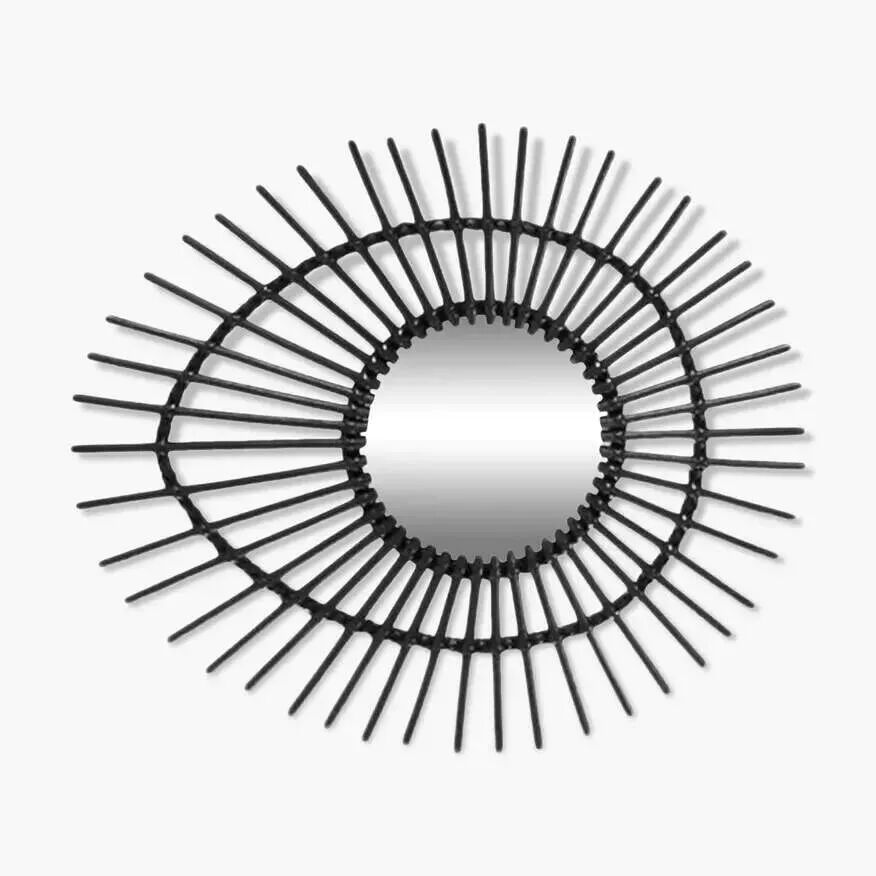 Free-form rattan mirror