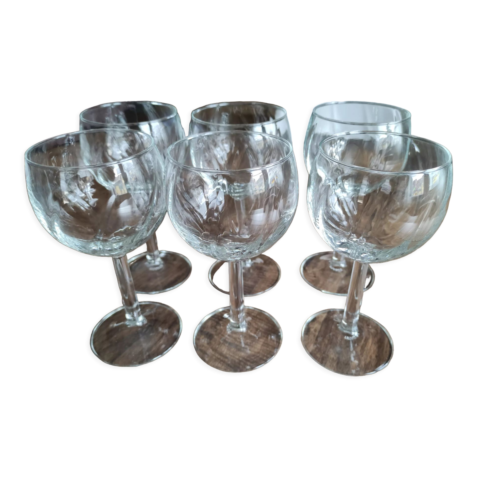 Lot de 6 verres à vin ballon vintage en verre buvant voluté