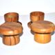 Set of 4 vintage mushroom egg cups in olive wood 4.5cm