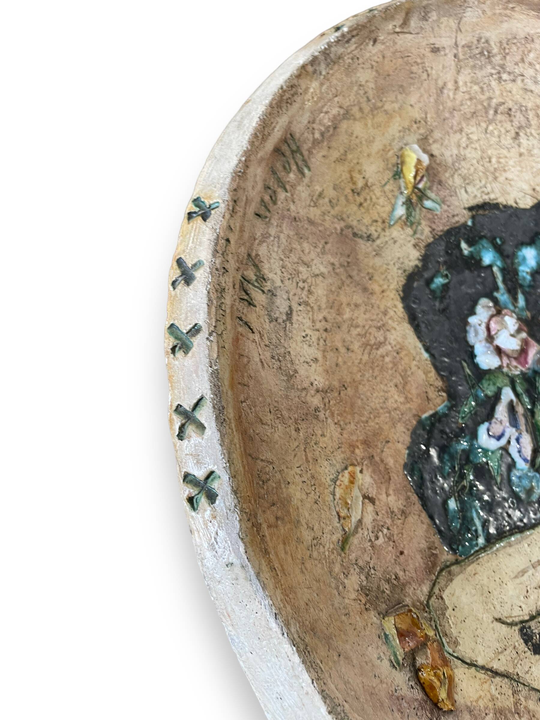 Helen Mai Important Dish In Terracotta And Glazed Porcelain Female Nude