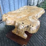 Handcrafted Brutalist coffee table in solid elm