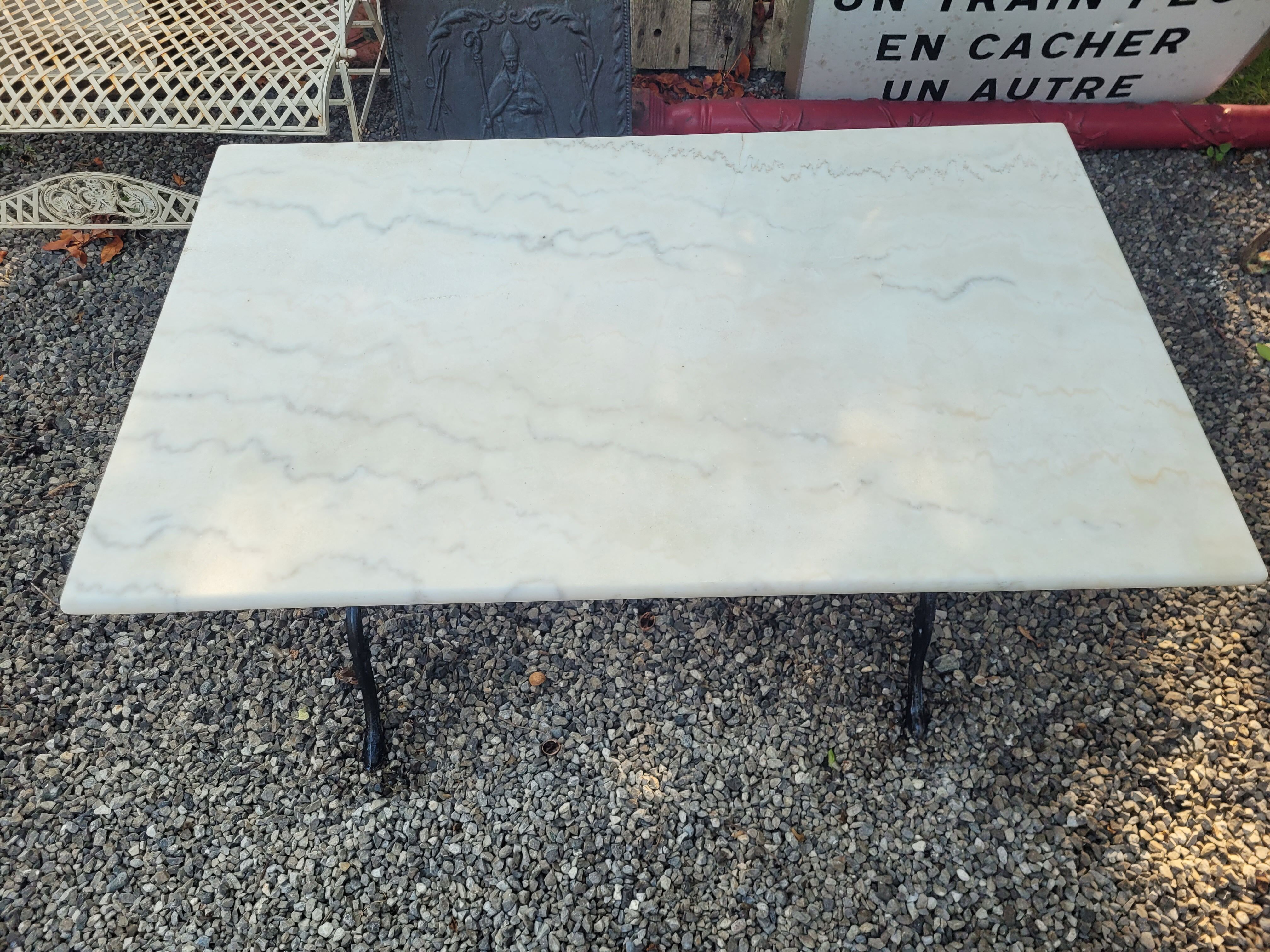 Bistro table top marble foot cast iron