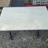 Bistro table top marble foot cast iron