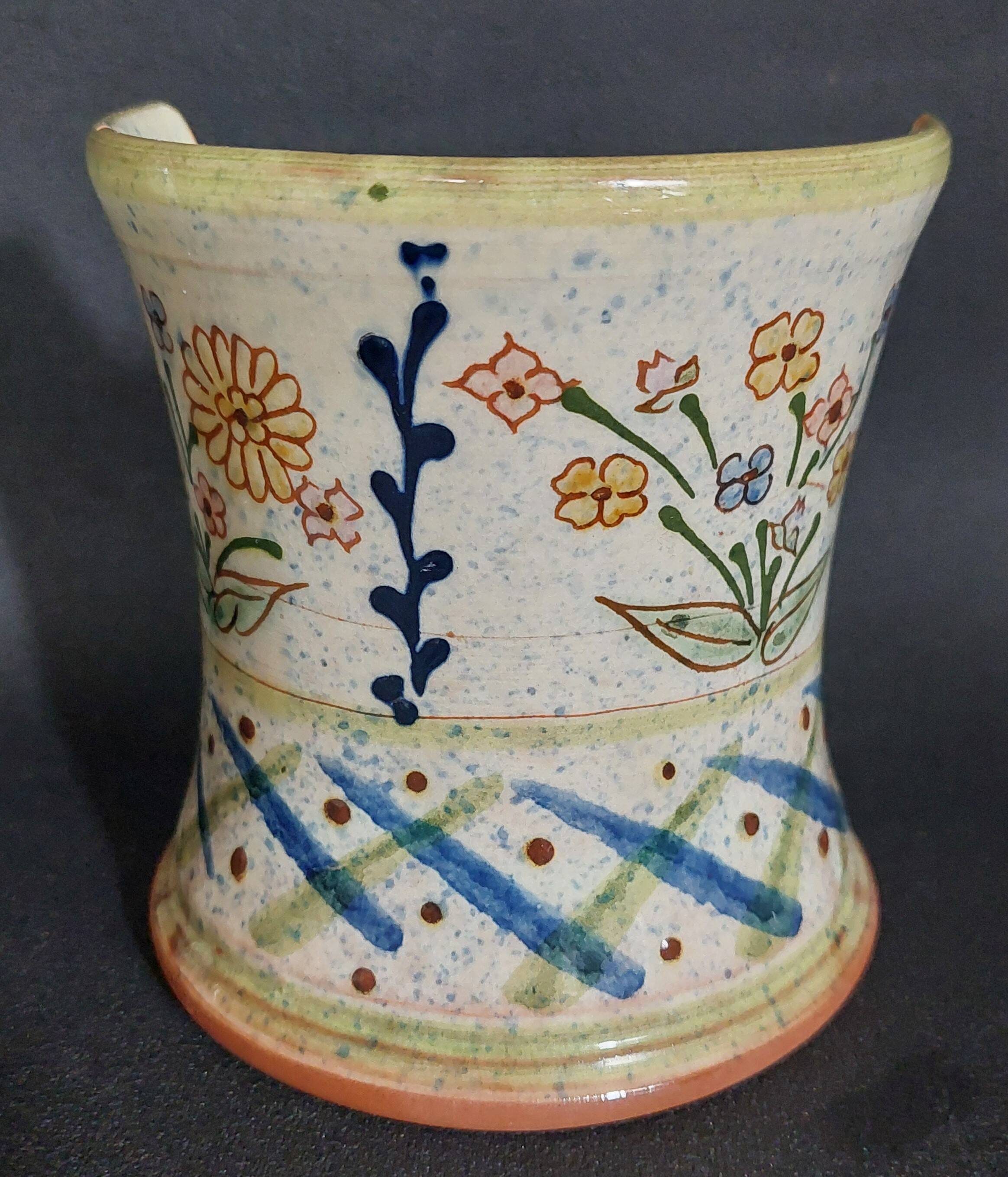 Ceramic tea light holder with signature to identify, 20th century