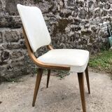 Set of 6 white chairs 1960