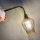 Vintage tulip angled wall light in amber glass