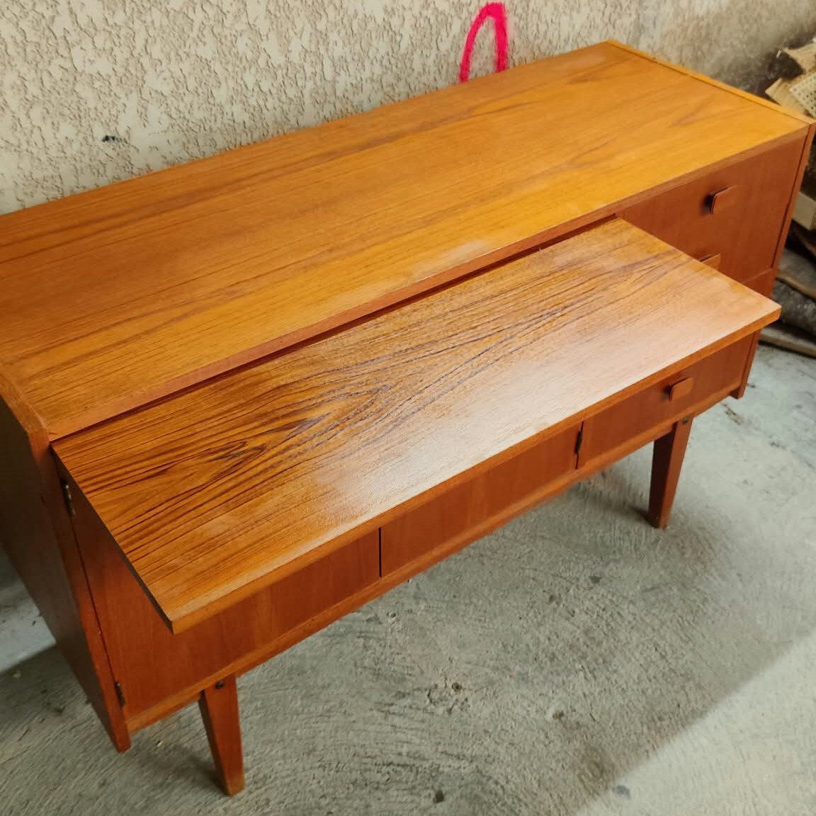 Vintage Scandinavian teak sideboard with desk tablet, 1960s