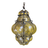 Lustre verre soufflé de murano et fer forgé