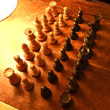 Old Staunton chess set in late nineteenth century wood