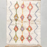 Moroccan Berber carpet azilal ecru with colored diamonds 161x118cm