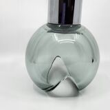 Pendant chandelier, chrome and smoked glass, eye ball design, space age, Italy, 1970s