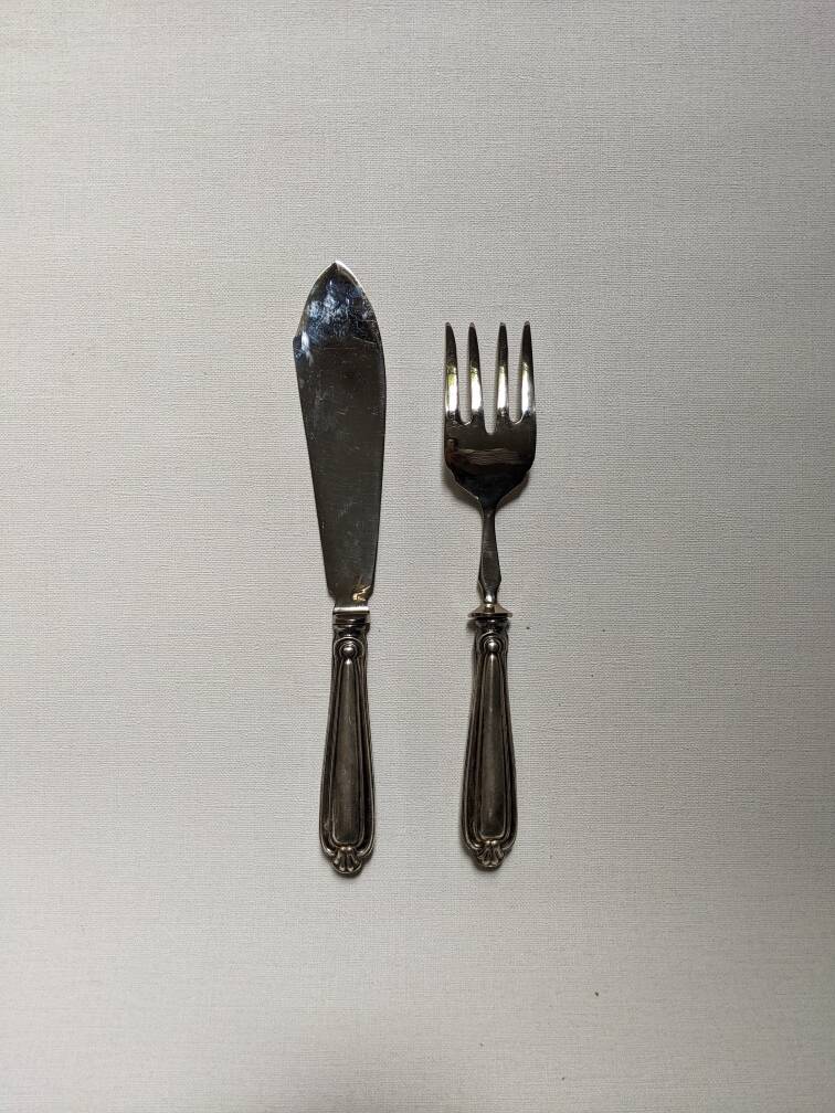 Antique 800/1000 silver carving set cutlery