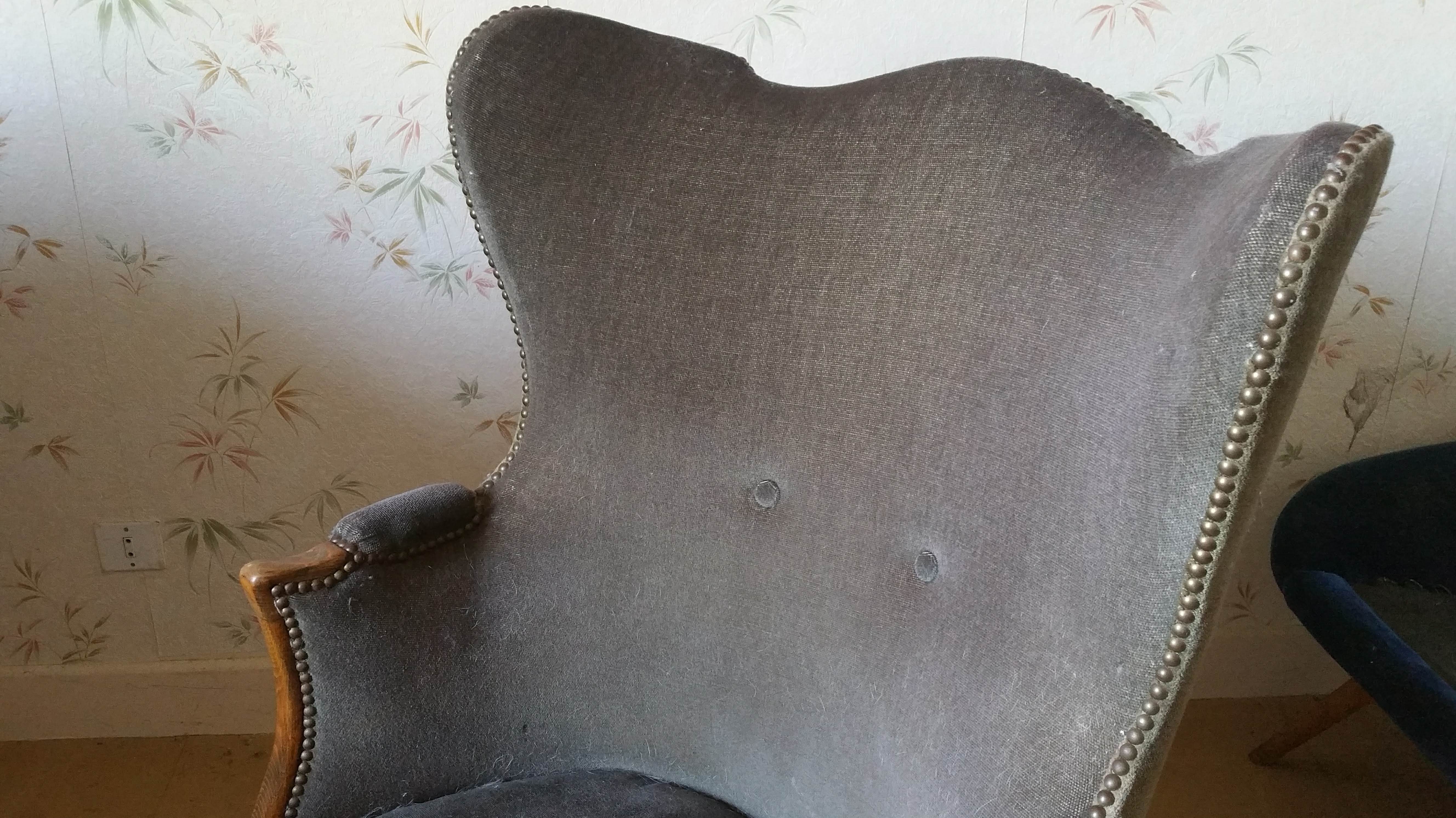 Pair of sculptural Bergère barrel armchairs