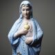 Grande Sainte Vierge au Sacré Coeur en biscuit polychrome ancienne