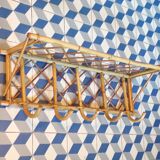 Rattan coat rack with shelf
