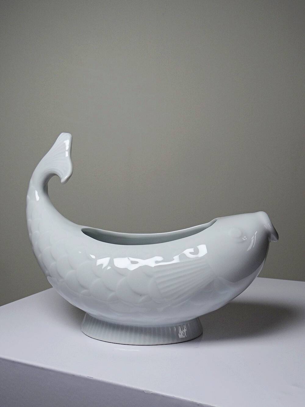 White porcelain sauce boat fish Ocean France, 1970s-1980s