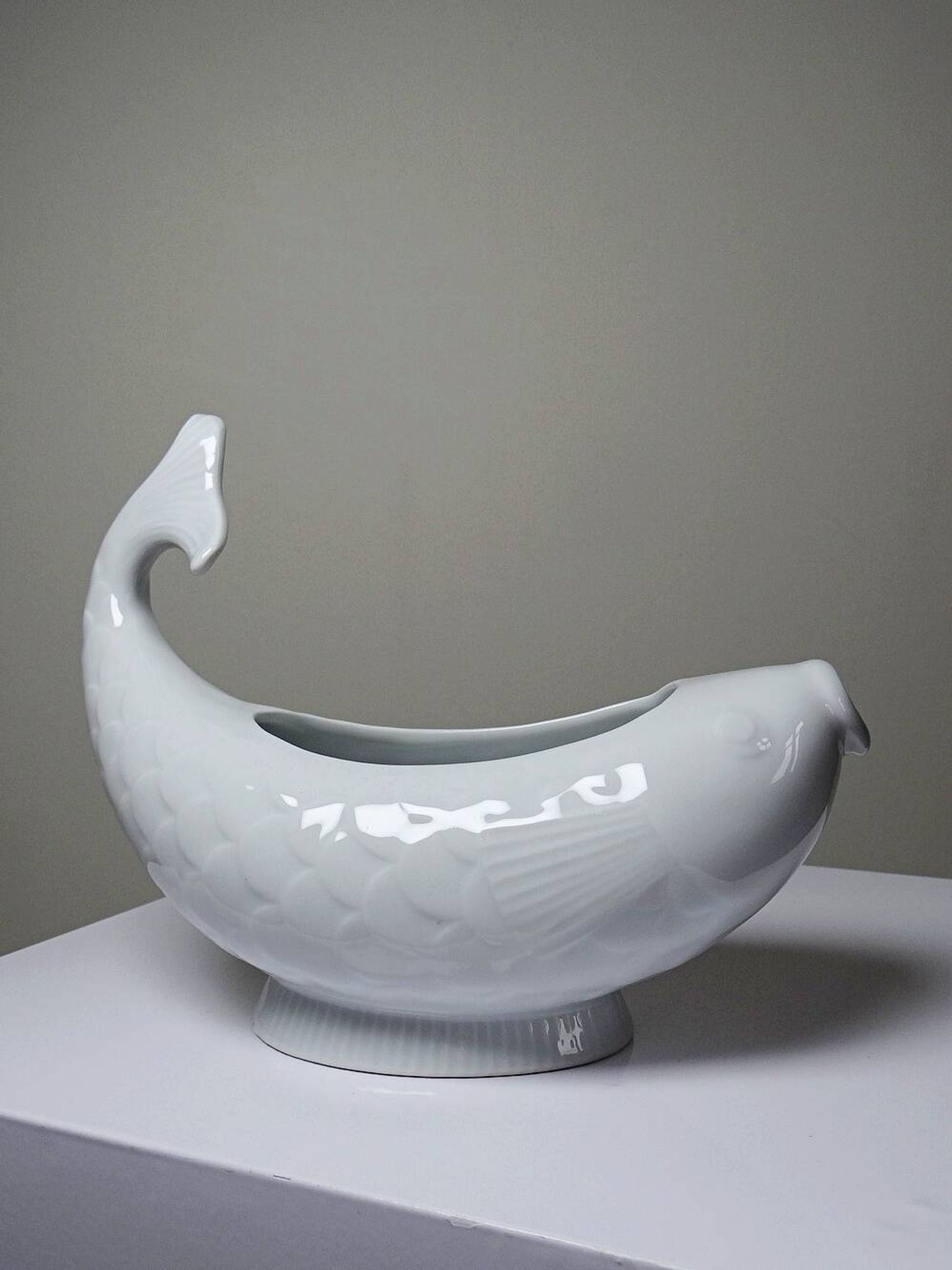 White porcelain sauce boat fish Ocean France, 1970s-1980s