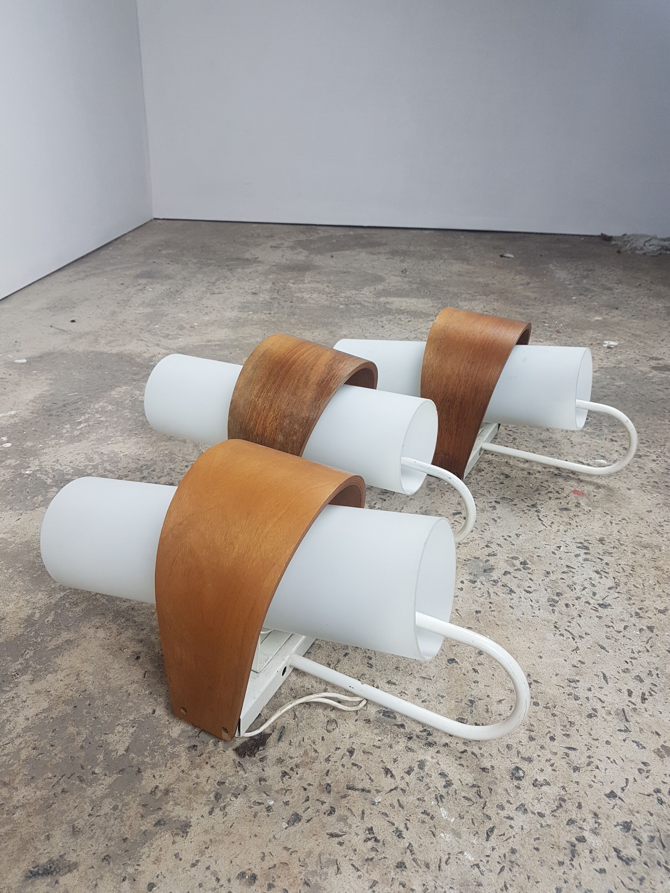 Suite of 3 Louis Kalff model Nx 40 wall lamps