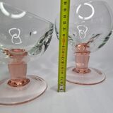 Pair of standing glass cups, 16 cm, pink