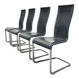 Grey German cantilever chairs B25 with leather cushions from Tecta, set of 4.