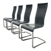 Chaises cantilever allemandes grises B25 avec coussins en cuir de Tecta, lot de 4