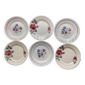 6 Badonviller and Lunéville mismatched dessert plates