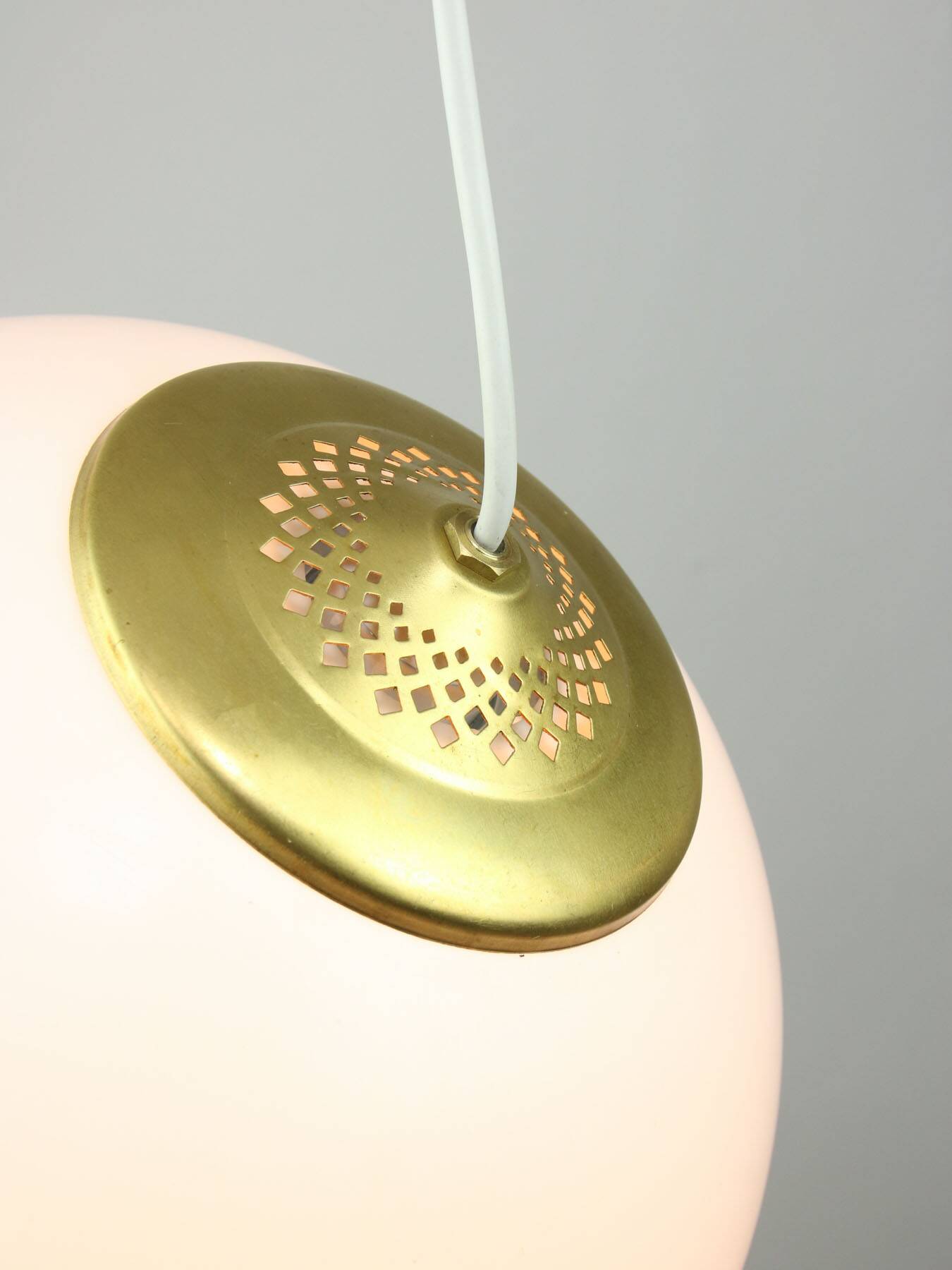 Italian Space Age Pendant in Brass and Plexiglass, 1970s
