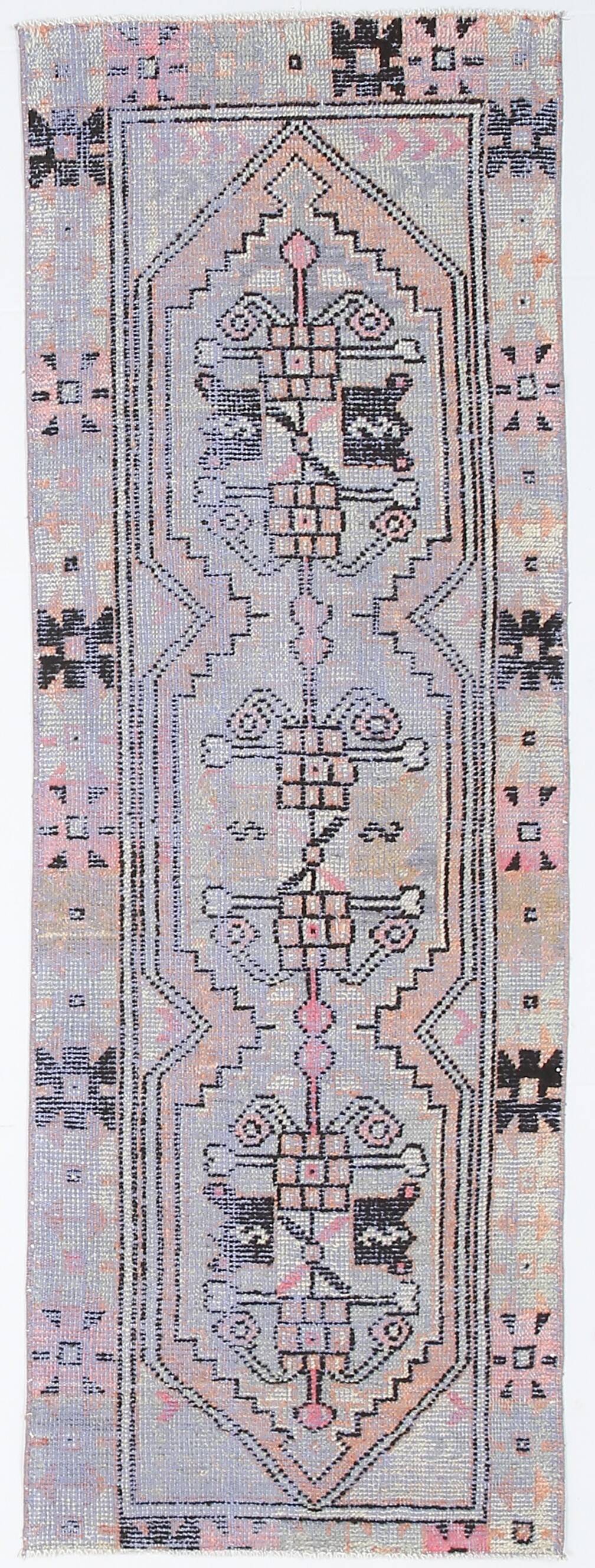 3x8 Ligth Blue Vintage Runner Rug, 77x229Cm