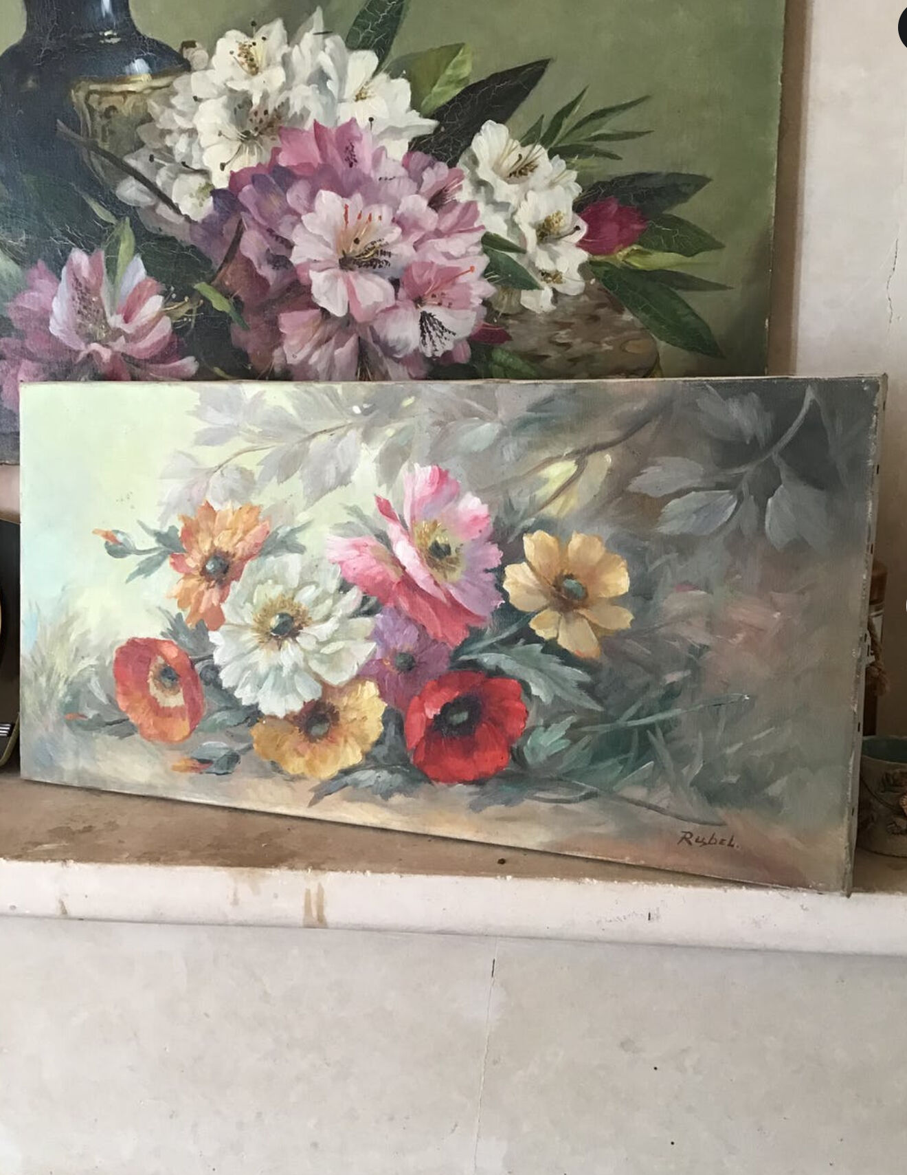 Old flower bouquet painting