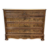 Commode Napoléon III en acajou,chêne et dessus marbre blanc fin XIXème