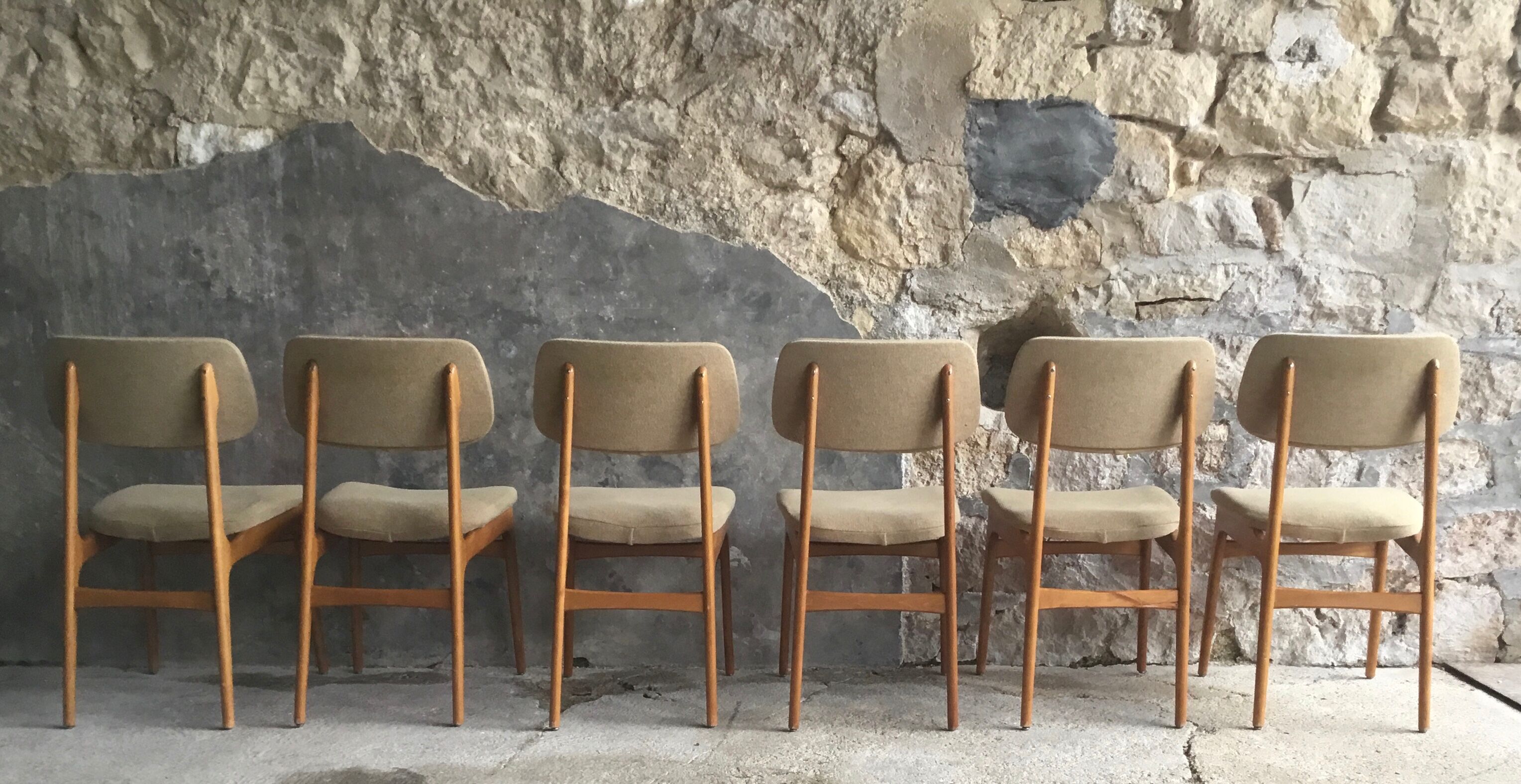 Set of 6 Scandinavian-style chairs stamped NF Seat 44 - 1960