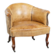 Antique sheep leather club chair/armchair on wheels