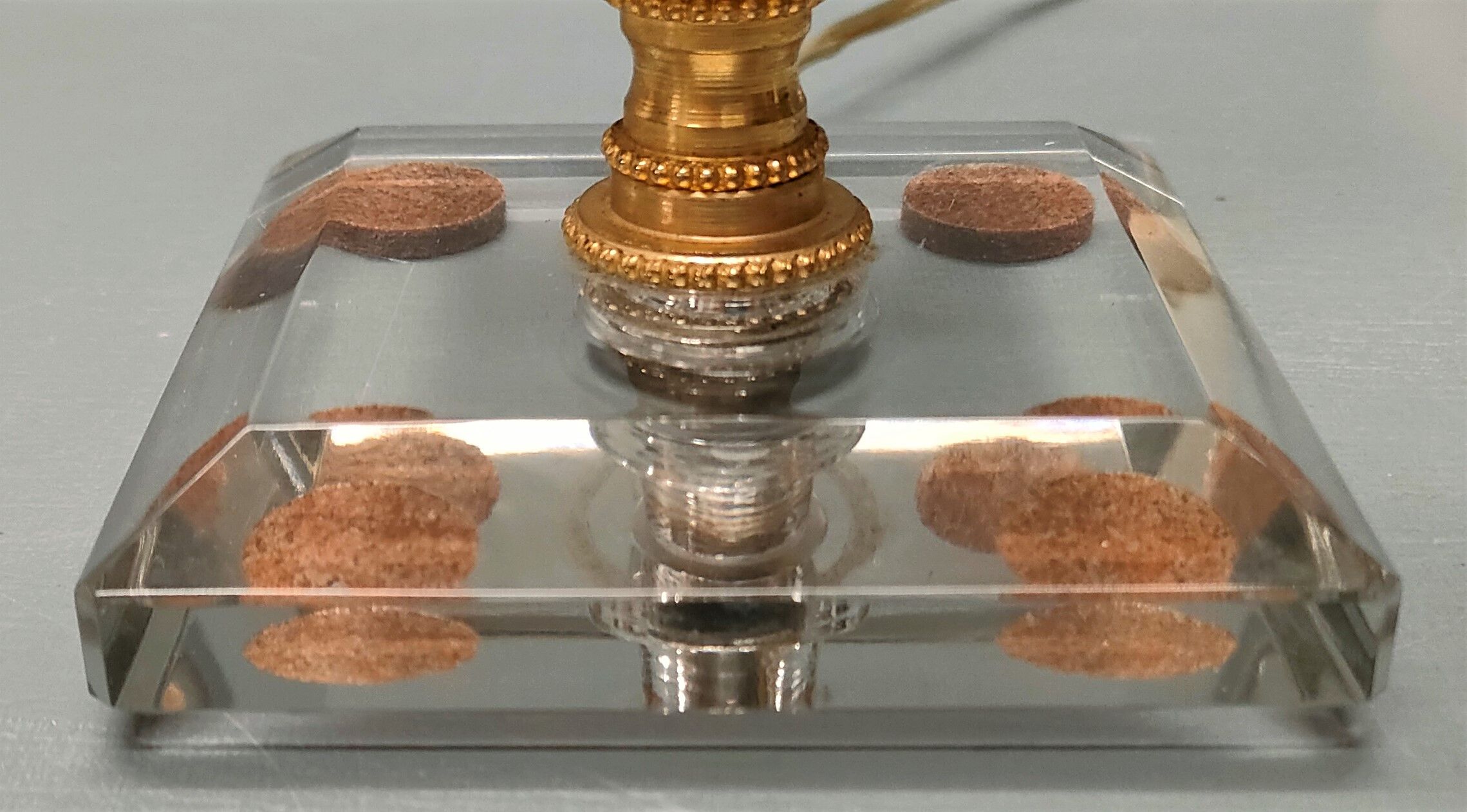 Crystal and golden brass table lamp ~ 1950s/1960s