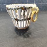 Basket in openwork earthenware Emile Tessier (1887-1971) in Malicorne