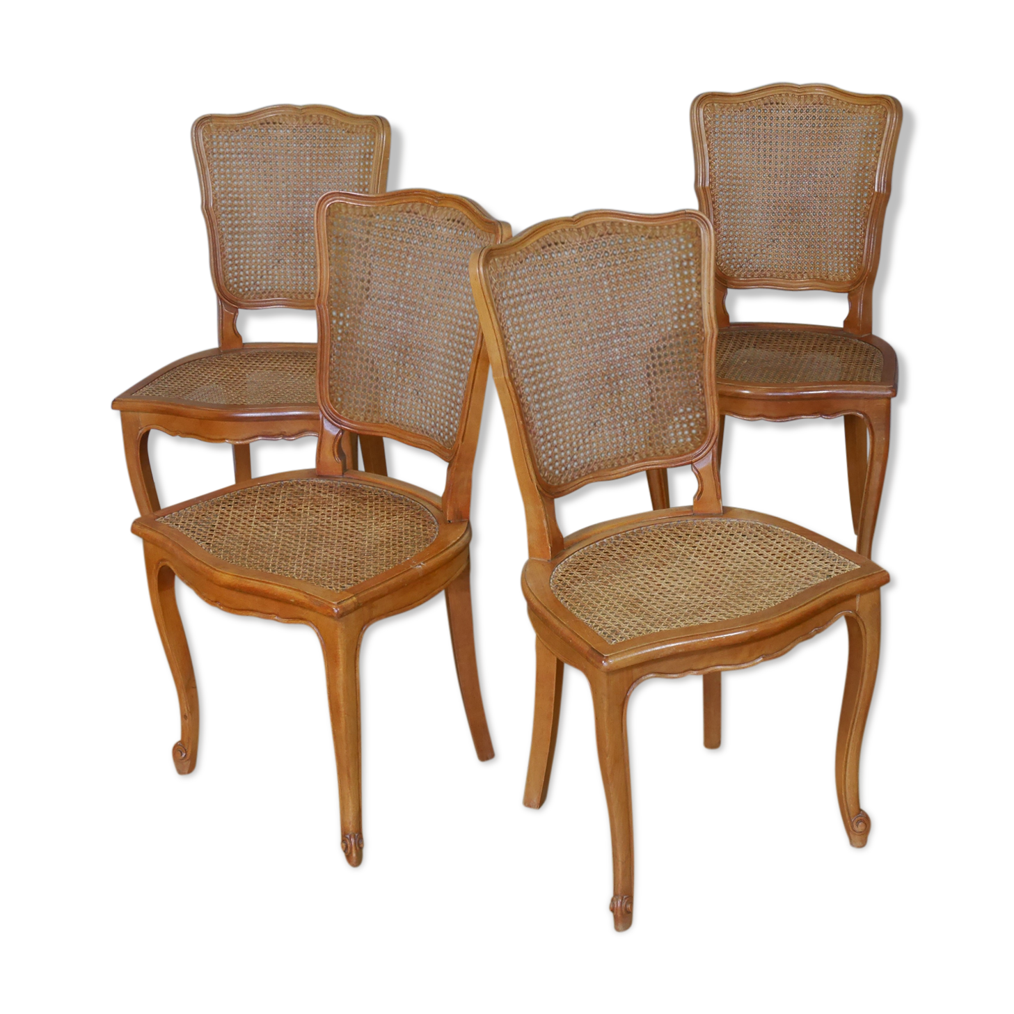 4 Louis XV style canne chairs