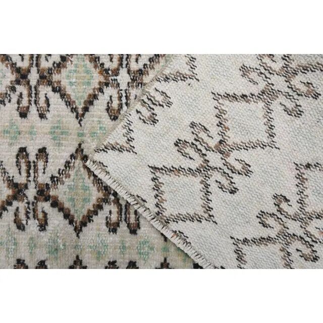 1970s Turkish Hand-Knotted Wool Cotton Beige Runner Rug 70x262