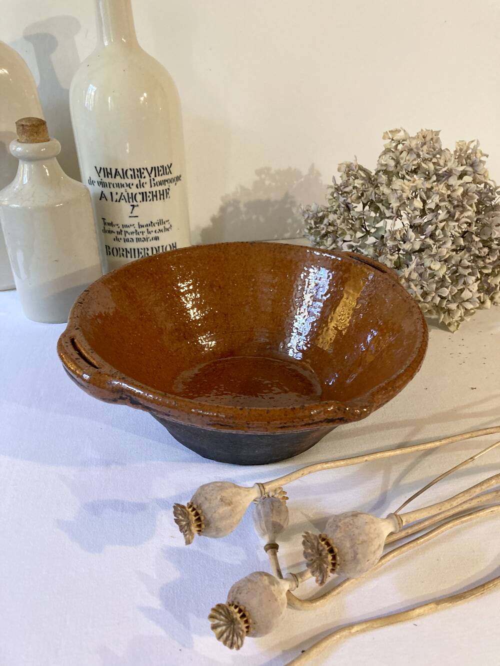 Antique Provençal ceramic tian, or bowl