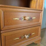Vintage bedside table with floral decor