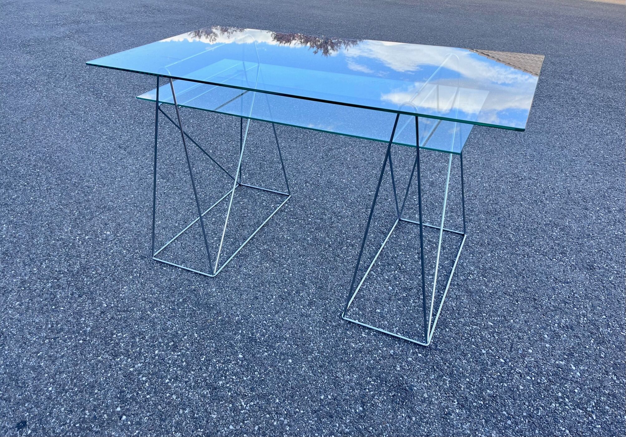 bureau chrome et verre